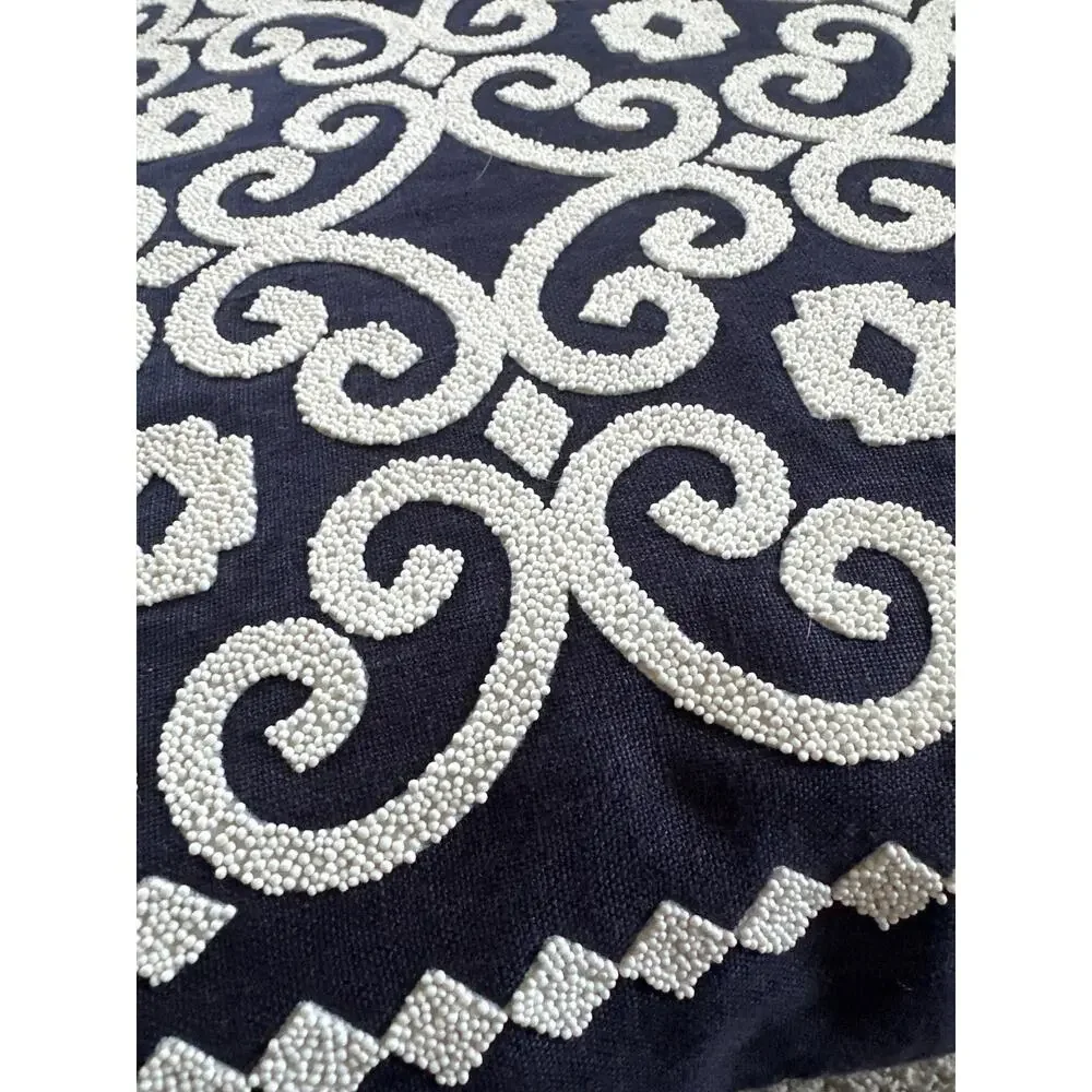 NWT Kate Spade Beaded Medallion Navy Throw Pillow 18” x 18”
